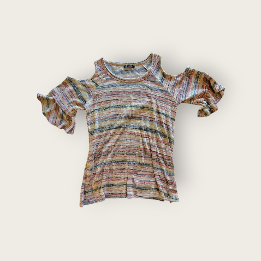 Striped Cold Shoulder Women's Top